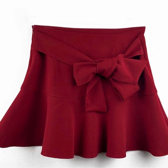 Zara Red Skirt with Bow Tie - Picture 2 of 2